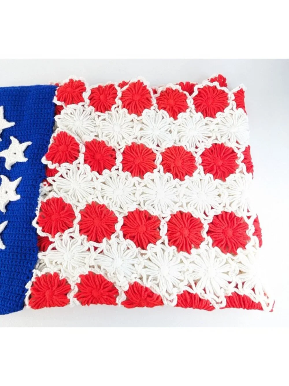 American Flag Afghan Vintage Patriotic Handmade Crochet 36 x 56 